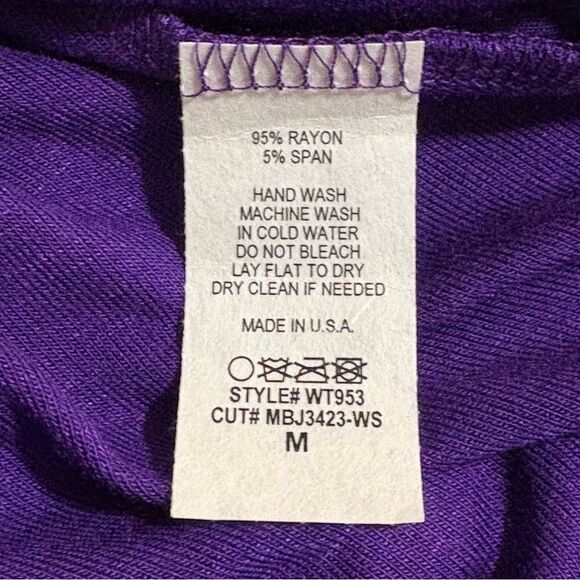 Made by Johnny Deep Purple Shark Bite Tunic Top Women’s M Long Sleeve. - Picture 9 of 10